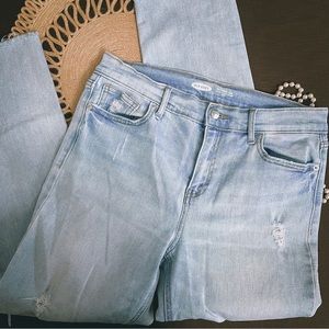 Old Navy the Power Jean The Perfect Straight Ankle Jeans Light Denim Raw Hem 6